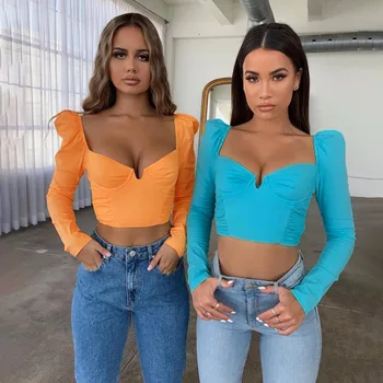 2020 Skinny Solid Square Collar Tee Shirt Femme Ruffle Crop Top Long Sleeve Slim Elegant Crop Top Women Bodycon Short Top Crop
2020 Skinny Solid Square Collar Tee Shirt Femme Ruffle Crop Top Long Sleeve Slim Elegant Crop Top Women Bodycon Short Top Crop