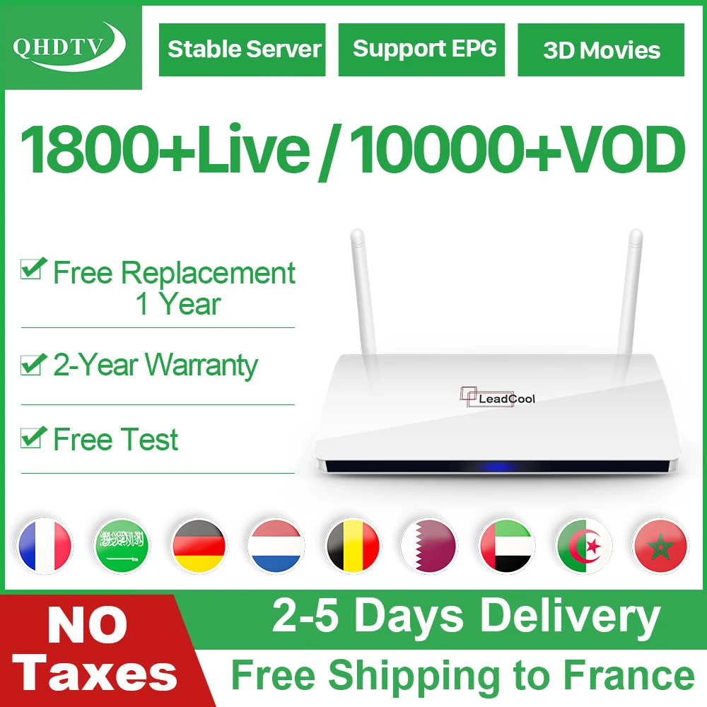 Leadcool IPTV France Arabic IP TV Subscription 1 Year QHDTV RK3229 Android 9.0 Box France Germany IPTV Belgium Netherlands IP TV
Leadcool IPTV France Arabic IP TV Subscription 1 Year QHDTV RK3229 Android 9.0 Box France Germany IPTV Belgium Netherlands IP TV