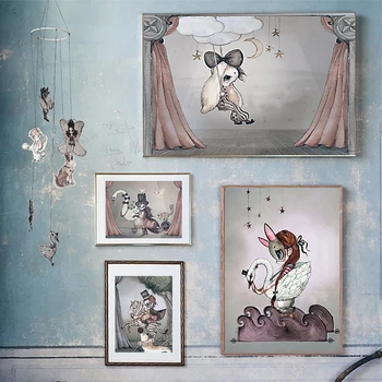 Scandinavian Ms Rabbit Swan Posters Cartoon Nursery Art Print Wall Picture Canvas Painting Nordic Girls Boys Baby Room Decor 
Scandinavian Ms Rabbit Swan Posters Cartoon Nursery Art Print Wall Picture Canvas Painting Nordic Girls Boys Baby Room Decor