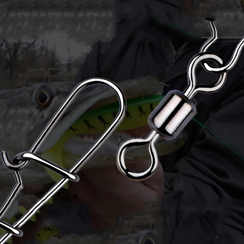 50pcs Pike Fishing Trout goods Accessories Connector Pin Bearing Rolling Swivel Stainless Steel Snap Fishhook Lure Swivel Tackle
50pcs Pike Fishing Trout goods Accessories Connector Pin Bearing Rolling Swivel Stainless Steel Snap Fishhook Lure Swivel Tackle