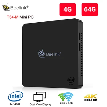 

Beelink Gemini T34-M Mini PC Intel Apollo Lake Celeron N3450 Graphics 500 Dual View Display Windows 10 4GB 64GB 2.4G+5.8G WiFi