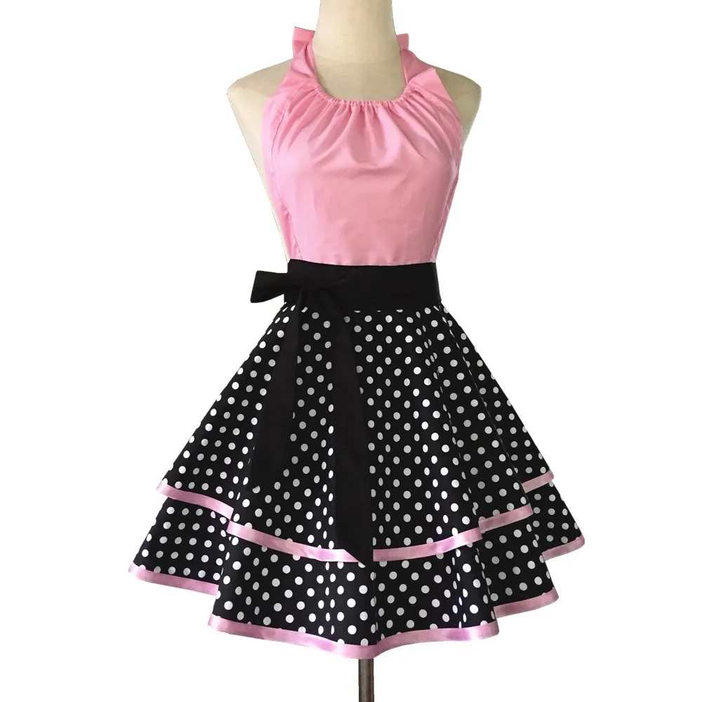 New Sexy Household Cleaning Antifouling Female Adult Apron Lace Halter Polka Dot 2-Layer Bib New Sexy Household Cleaning Antifouling Female Adult Apron Lace Halter Polka Dot 2-Layer Bib