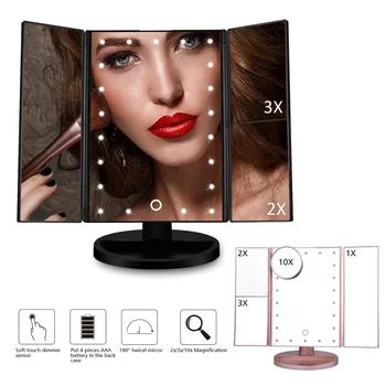 LED 22 Light Touch Screen Makeup Mirror Table Desktop Makeup 1X/2X/3X/10X Magnifying Mirrors 3 Folding Adjustable Mirror Sale
LED 22 Light Touch Screen Makeup Mirror Table Desktop Makeup 1X/2X/3X/10X Magnifying Mirrors 3 Folding Adjustable Mirror Sale