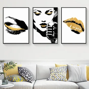 Gentry Black and White Femal Art Portrait Artistic Canvas Painting Picture Golden Lips Wall Pictures for Living Room Decoracion
Gentry Black and White Femal Art Portrait Artistic Canvas Painting Picture Golden Lips Wall Pictures for Living Room Decoracion