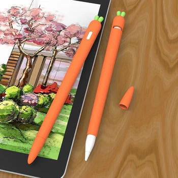 

For Cute Carrot Silicone Apple Pencil Cases All-inclusive drop-proof iPad Pencil Cover 1.0+2.0 Series Case