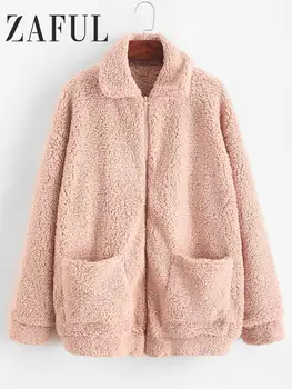 Zaful Winter Solid Women Warm Coat Lapel Long Sleeves Plush Teddy Female Tops Zip Up Pocket Drop Shoulder Fluffy Femme Overcoats
Zaful Winter Solid Women Warm Coat Lapel Long Sleeves Plush Teddy Female Tops Zip Up Pocket Drop Shoulder Fluffy Femme Overcoats