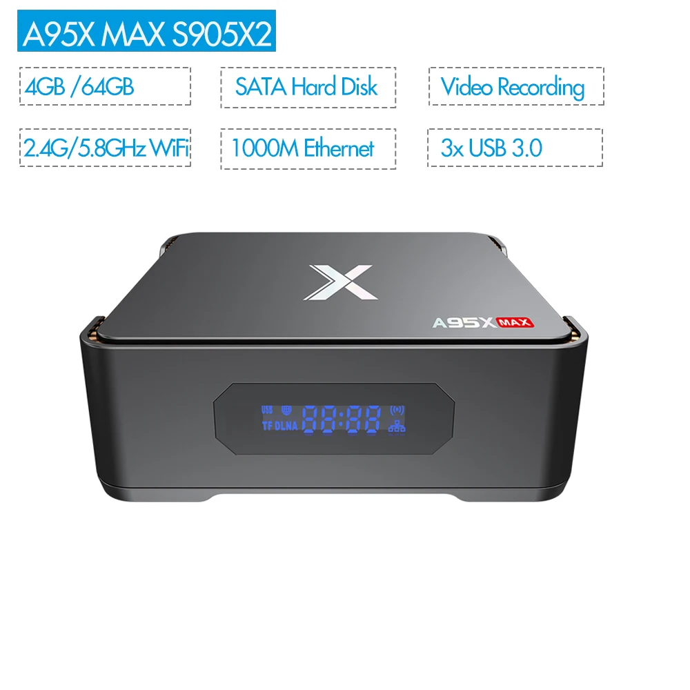A95X Max Android TV Box with SATA port 2.5 inch HDD Video Recorder Amlogic S905X2 4GB 64GB 4K Smart Set Top Box with 1 Year IPTV
A95X Max Android TV Box with SATA port 2.5 inch HDD Video Recorder Amlogic S905X2 4GB 64GB 4K Smart Set Top Box with 1 Year IPTV