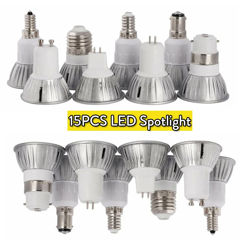 3W Dimmable LED Spotlight GU10 MR16 GU5.3 E27 E14 E12 B22 B15 Bulb Lampada 110V 220V 12V Lamp Bombillas Lights For Home Decor
3W Dimmable LED Spotlight GU10 MR16 GU5.3 E27 E14 E12 B22 B15 Bulb Lampada 110V 220V 12V Lamp Bombillas Lights For Home Decor