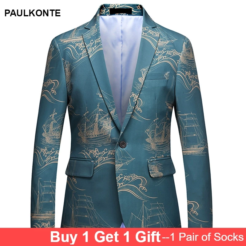 PAULKONTE Boat Pattern Print Male Blazer High Quality Business Suit Jacket Simple Wild Single West Trend Luxury Jacket For Men 
PAULKONTE Boat Pattern Print Male Blazer High Quality Business Suit Jacket Simple Wild Single West Trend Luxury Jacket For Men