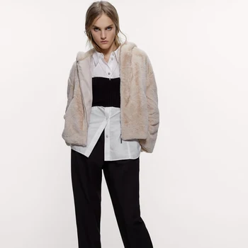 2019 ZA New Long Sleeve Faux Fur Jacket Autumn Winter British Loose Wild Hooded Jacket Women's Jacket
2019 ZA New Long Sleeve Faux Fur Jacket Autumn Winter British Loose Wild Hooded Jacket Women's Jacket