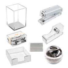 Desktop Stationery Organizer Clear Acrylic Silver 8-In-1 Kit Suitable For Gifts To Friends Ladies Business Stationery Gift Set 
Desktop Stationery Organizer Clear Acrylic Silver 8-In-1 Kit Suitable For Gifts To Friends Ladies Business Stationery Gift Set