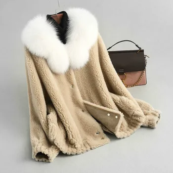Fox Fur Collar 100% Wool Jacket Real Fur Coat Autumn Winter Coat Women Clothes 2020 Korean Vintage Sheep Shearling Tops ZT3552
Fox Fur Collar 100% Wool Jacket Real Fur Coat Autumn Winter Coat Women Clothes 2020 Korean Vintage Sheep Shearling Tops ZT3552