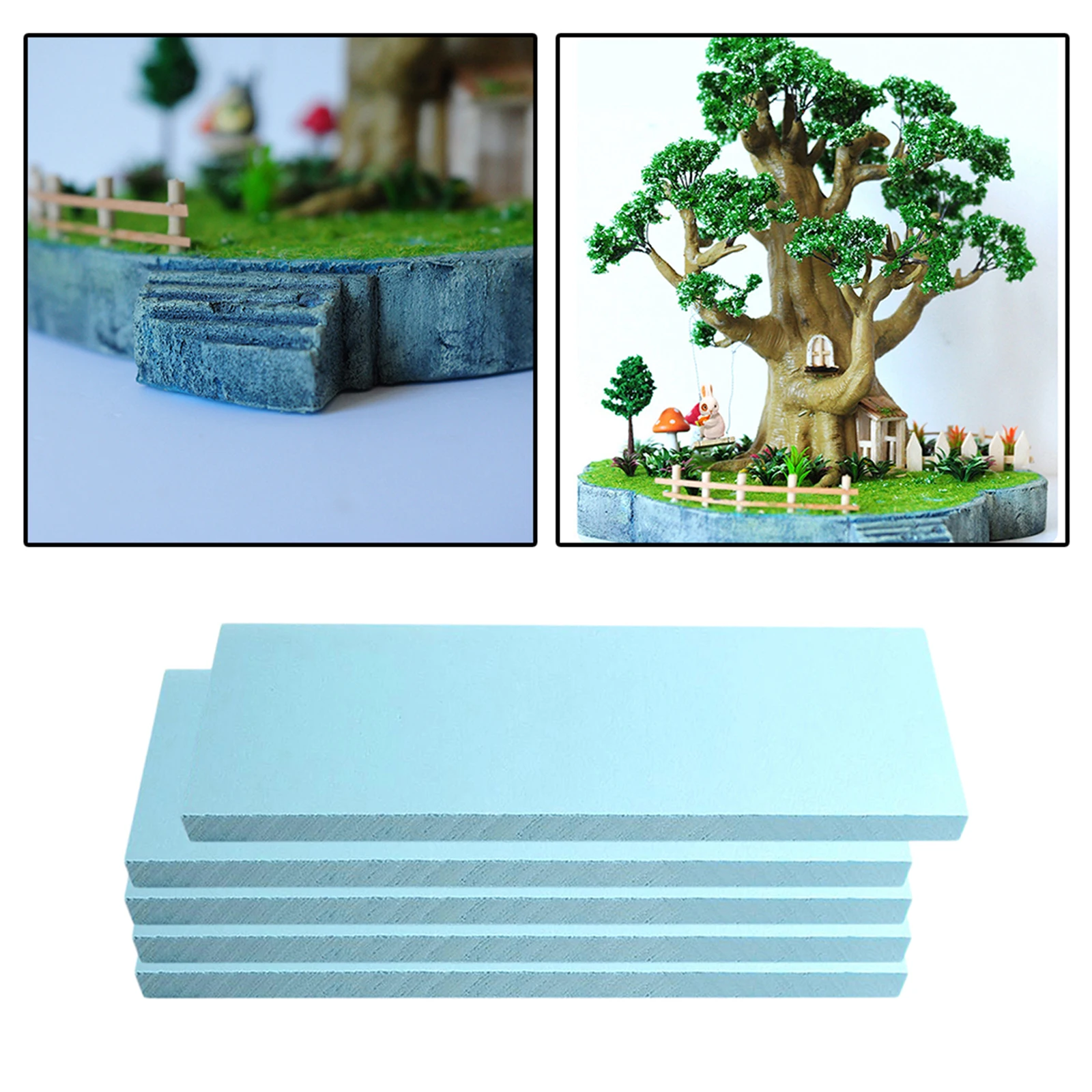 5 Pieces Blue Foam Board Sheet Crafts Model Diorama Base Building Kit 295x100x30mm