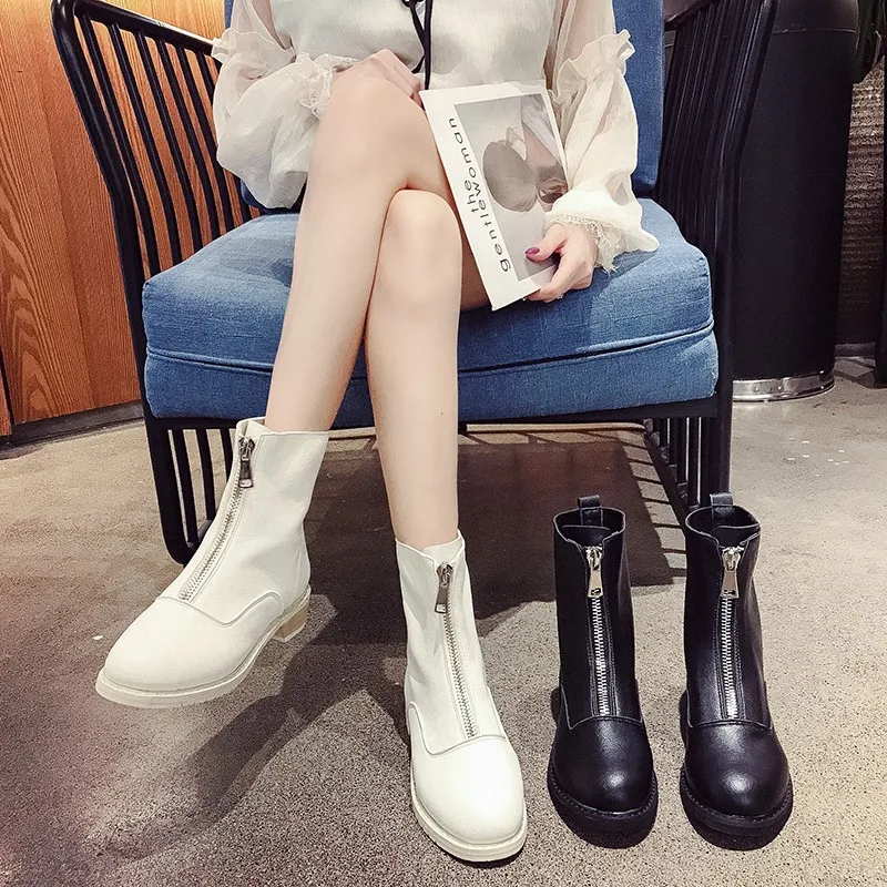 Zipper Low Heels booties Women's Rubber Boots Autumn Shoes Booties Ladies Lace Up Luxury Designer Round Toe Bootee Woman 2019
Zipper Low Heels booties Women's Rubber Boots Autumn Shoes Booties Ladies Lace Up Luxury Designer Round Toe Bootee Woman 2019
