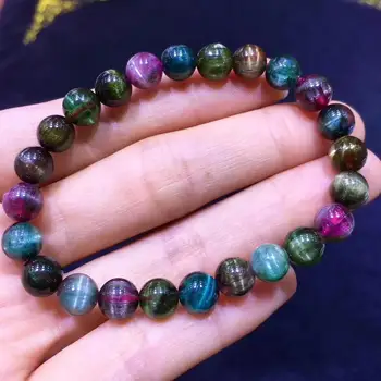 Natural Colorful Tourmaline Cat Eye Bracelet 7.8mm Round Beads Brazil Women Fashion Crystal AAAAA Certificate
Natural Colorful Tourmaline Cat Eye Bracelet 7.8mm Round Beads Brazil Women Fashion Crystal AAAAA Certificate