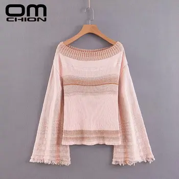 OMCHION Pull Femme 2019 Autumn Winter Slash Neck Flare Sleeve Sweater Women Korean Style Striped Tassel Pullover Tops LMY221
OMCHION Pull Femme 2019 Autumn Winter Slash Neck Flare Sleeve Sweater Women Korean Style Striped Tassel Pullover Tops LMY221