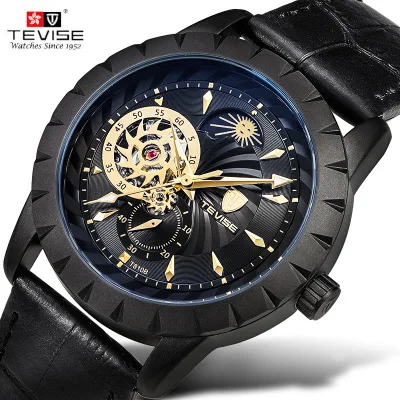 TEVISE New Mens Watches Mechanical Automatic Self-Wind Watch Black Leather Moon Phase Tourbillon Business Luminous Wristwatches
TEVISE New Mens Watches Mechanical Automatic Self-Wind Watch Black Leather Moon Phase Tourbillon Business Luminous Wristwatches