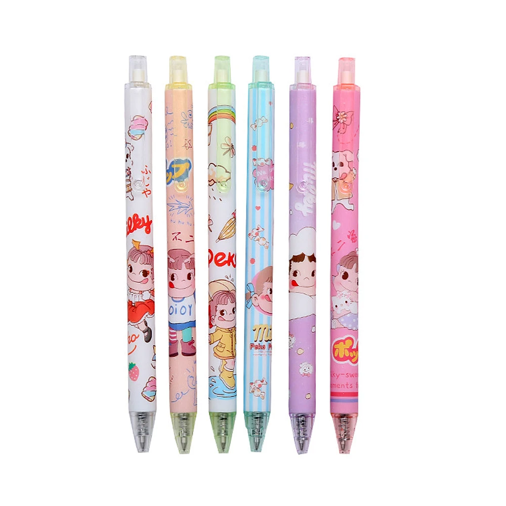 

4Pcs Kawaii Retractable Ballpoint Pens Stationery Gel Pens Set 0.5mm Large Capacity Black Ink Pen School Office Writing Gift Pen