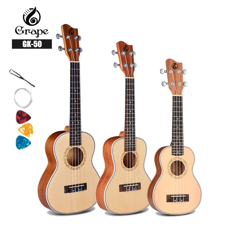

Spruce Ukulele 21 24 26 Inches Mini Electri Soprano Concert Tenor Acoustic Guitars 4 Strings Ukelele Music Pickup Travel Guitar