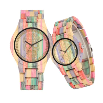 Creative Colorful Bamboo Wood Couple Watches Quartz Timepiece Engraving Skull/Bamboo Pattern Display Wooden Watches Lovers' Gift
Creative Colorful Bamboo Wood Couple Watches Quartz Timepiece Engraving Skull/Bamboo Pattern Display Wooden Watches Lovers' Gift