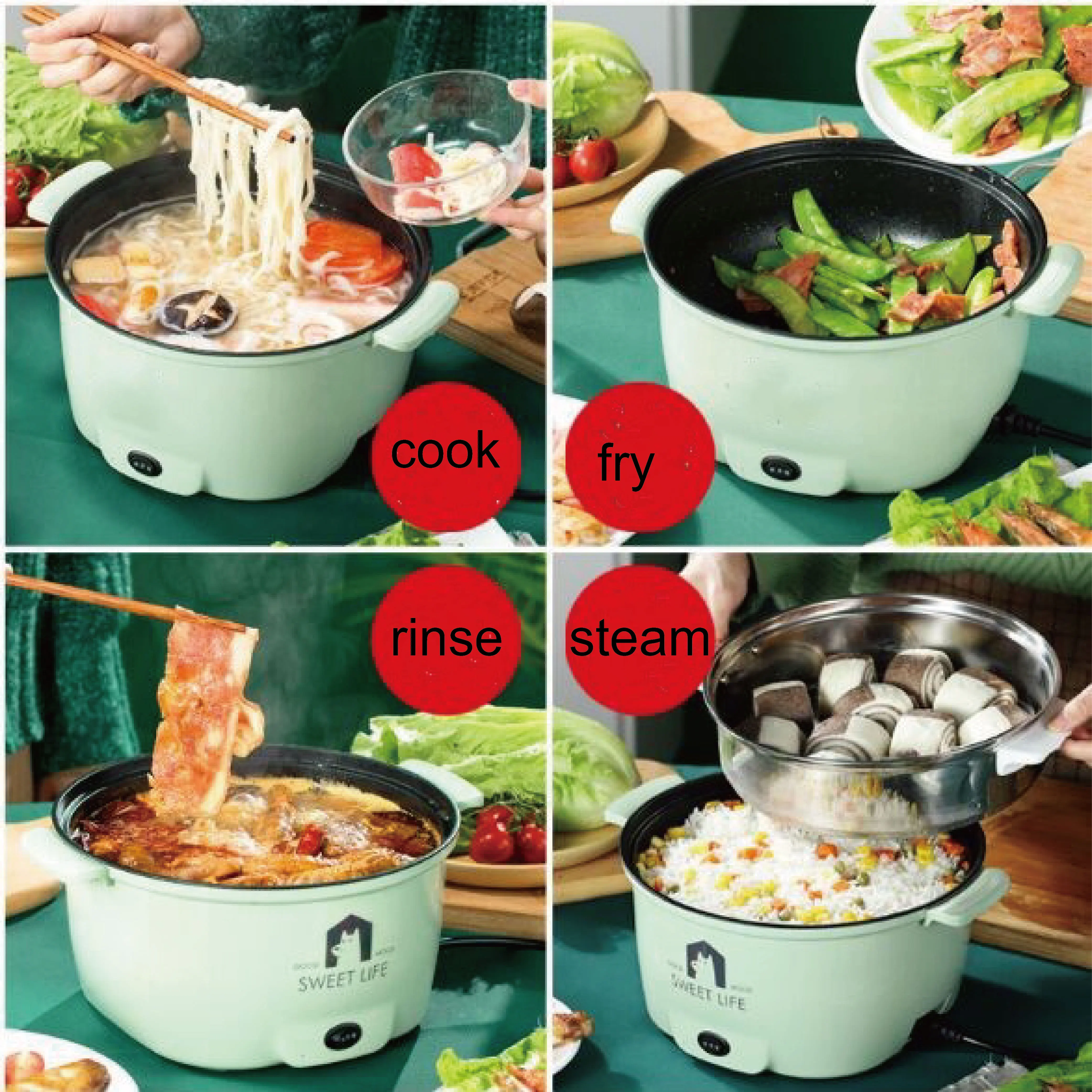 Hot Selling Multifunctional Electric Hot Pot LJ604 Dormitory Noodle Cooking Artifact Student Household Low Power Hotpot
Hot Selling Multifunctional Electric Hot Pot LJ604 Dormitory Noodle Cooking Artifact Student Household Low Power Hotpot