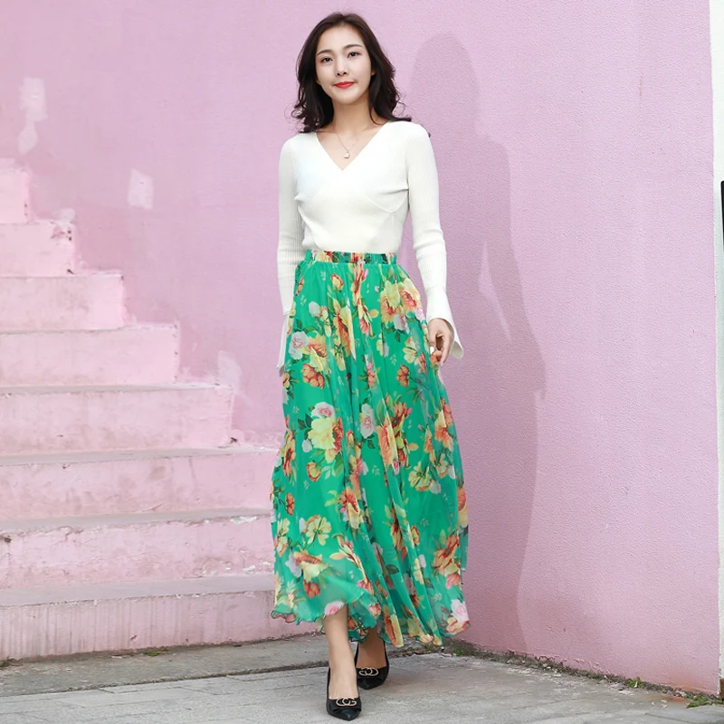 Floral Printed Long Skirts Womens Maxi Skirt Womens Plus Size High Waist Flowers Printed Flare Pleated Chiffon Skirt
Floral Printed Long Skirts Womens Maxi Skirt Womens Plus Size High Waist Flowers Printed Flare Pleated Chiffon Skirt