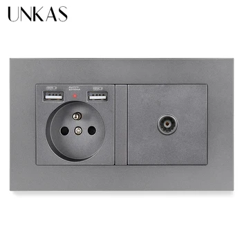 UNKAS PC Plastic Panel Enchufe Pared USB Wall Power 16A French Standard Electrical With Female TV Jack Television 146MM * 86MM
UNKAS PC Plastic Panel Enchufe Pared USB Wall Power 16A French Standard Electrical With Female TV Jack Television 146MM * 86MM