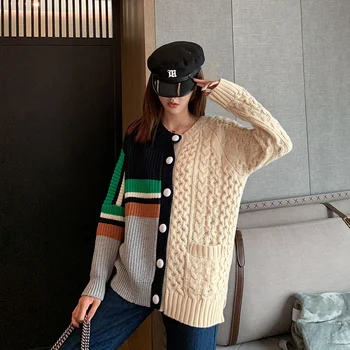 Women Patchwork Cardigan Oversized Sweater Coat 2019 Autumn Winter Thick Warm Knitted Coat O-Neck Single Breasted Cardigan P-107
Women Patchwork Cardigan Oversized Sweater Coat 2019 Autumn Winter Thick Warm Knitted Coat O-Neck Single Breasted Cardigan P-107