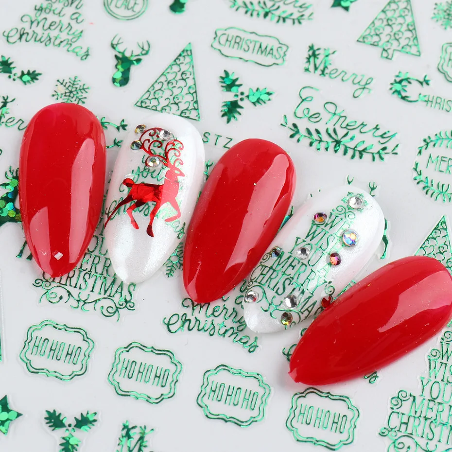 Christmas Nail Sticker Green Santa Snowflake Elk Tree Luminous Nail 3D Glue Nail Art Decoration
Christmas Nail Sticker Green Santa Snowflake Elk Tree Luminous Nail 3D Glue Nail Art Decoration
