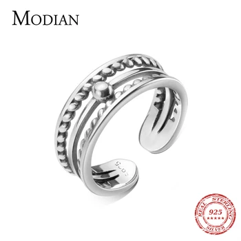 Modian Open Adjustable Finger Rings for Women Fashion 925 Sterling Silver Multi-layer Line Twist Light Beads Ring Fine Jewelry 
Modian Open Adjustable Finger Rings for Women Fashion 925 Sterling Silver Multi-layer Line Twist Light Beads Ring Fine Jewelry