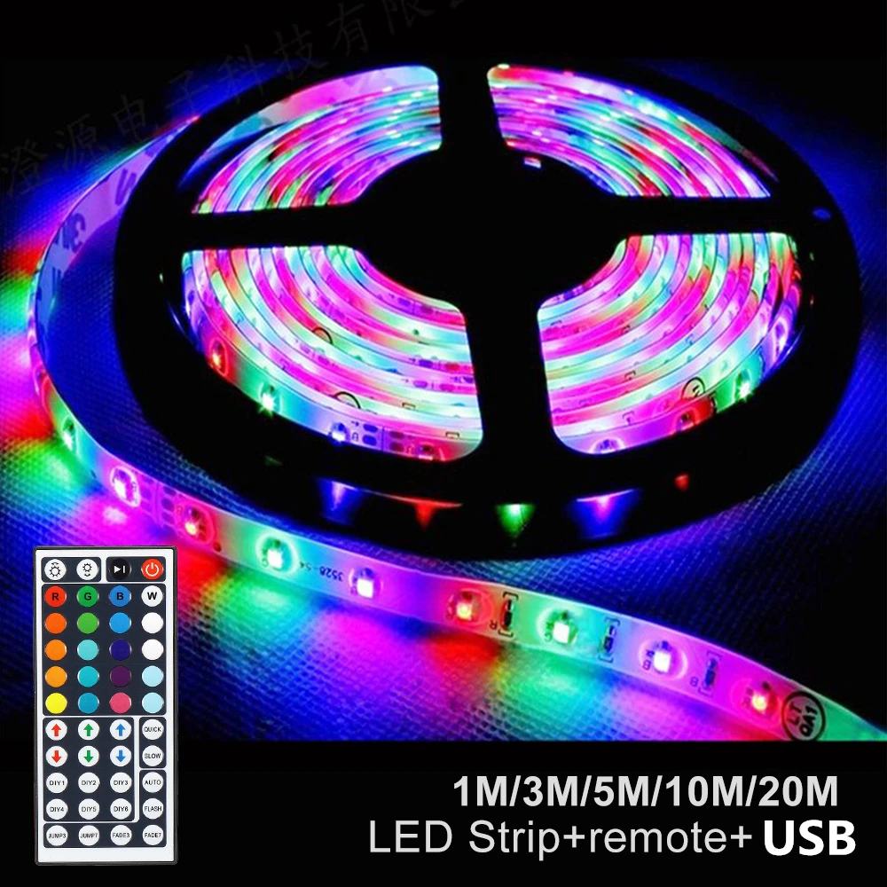 1/3/5/10/20M RGB LED Strip Light SMD 3528 USB LED Strips Flexible RGB Tape Night Lamp Ribbon Light with Controller + USB Cable
1/3/5/10/20M RGB LED Strip Light SMD 3528 USB LED Strips Flexible RGB Tape Night Lamp Ribbon Light with Controller + USB Cable