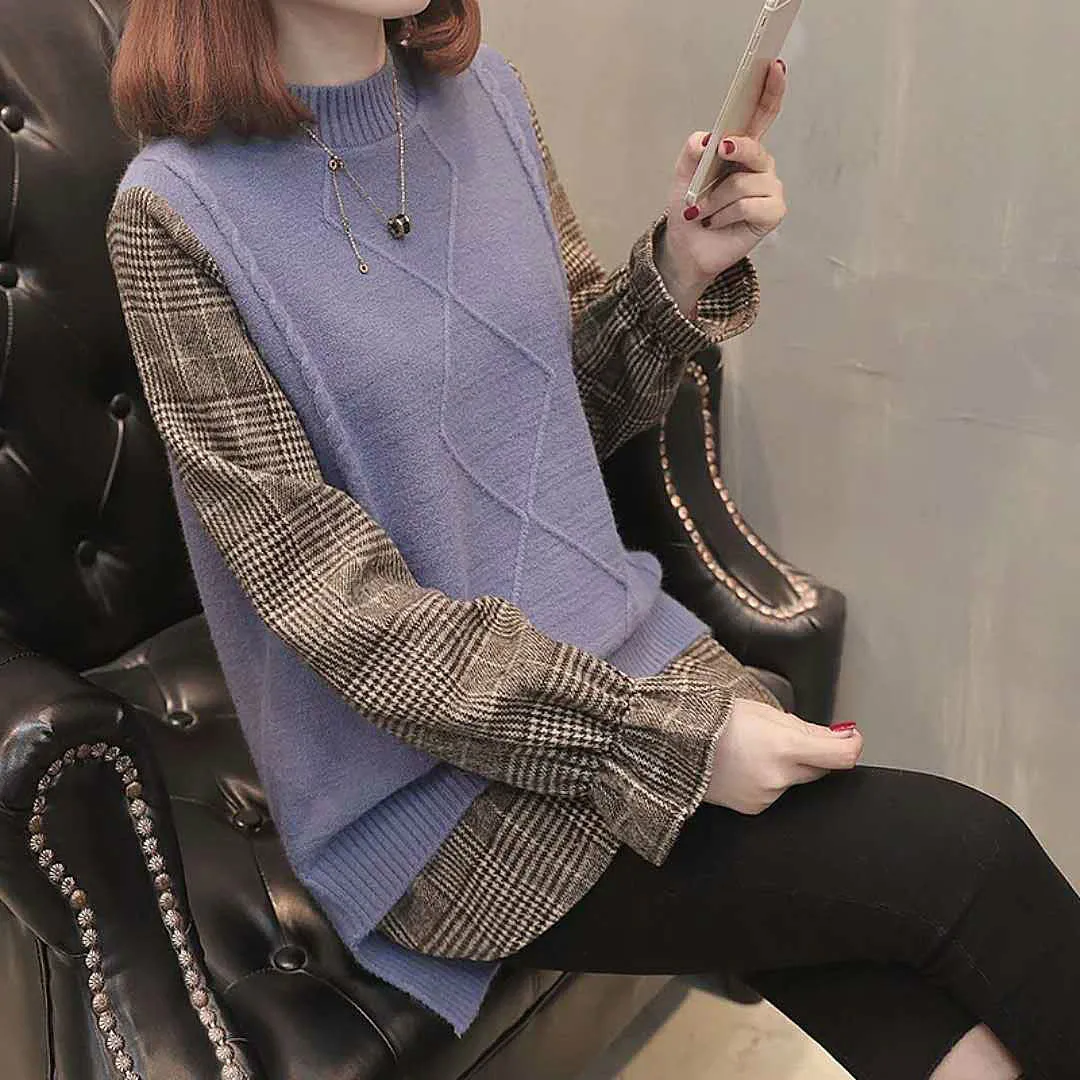 High quality sweater,Autumn And Winter New Style Joint Tops, Bell Sleeve Sweater, Mid-length Mock Two-Piece Pullover Sweater
High quality sweater,Autumn And Winter New Style Joint Tops, Bell Sleeve Sweater, Mid-length Mock Two-Piece Pullover Sweater