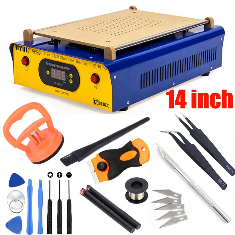 968Q 14 Inches Build-in Vacuum Pump LCD Separator Machine Phone Screen Glass Repair Machine For iPhone Samsung iPad Tablet PC
968Q 14 Inches Build-in Vacuum Pump LCD Separator Machine Phone Screen Glass Repair Machine For iPhone Samsung iPad Tablet PC