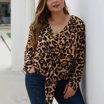 Fadzeco Women T Shirts Plus Size Sexy Leopard Printed V Neck T-shirt Lace Up Large Size Tops Winter Autumn Casual
Fadzeco Women T Shirts Plus Size Sexy Leopard Printed V Neck T-shirt Lace Up Large Size Tops Winter Autumn Casual