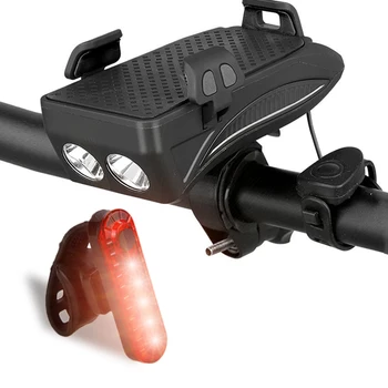 4 In 1 Waterproof USB Bicycle Ligh Built-in Rechargeable 4000 mAh Battery Bike Phone Holder Power Bank Cycling Horn +Taillight 
4 In 1 Waterproof USB Bicycle Ligh Built-in Rechargeable 4000 mAh Battery Bike Phone Holder Power Bank Cycling Horn +Taillight