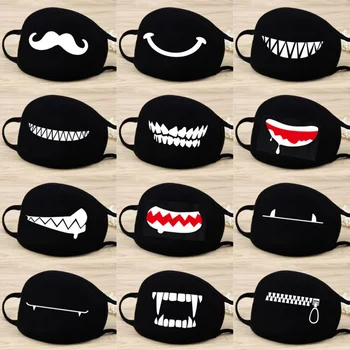 

Funny Expression Smile Anti Dust Mouth Face Mask For Mouth Korean Black Kpop Unisex Kawaii Face Mouth Muffle Mask Cotton Fashion