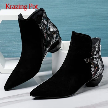Krazing pot new plus size sheep suede gorgeous recommend classic pointed toe med strange heel zipper young lady ankle boots L8f2
Krazing pot new plus size sheep suede gorgeous recommend classic pointed toe med strange heel zipper young lady ankle boots L8f2