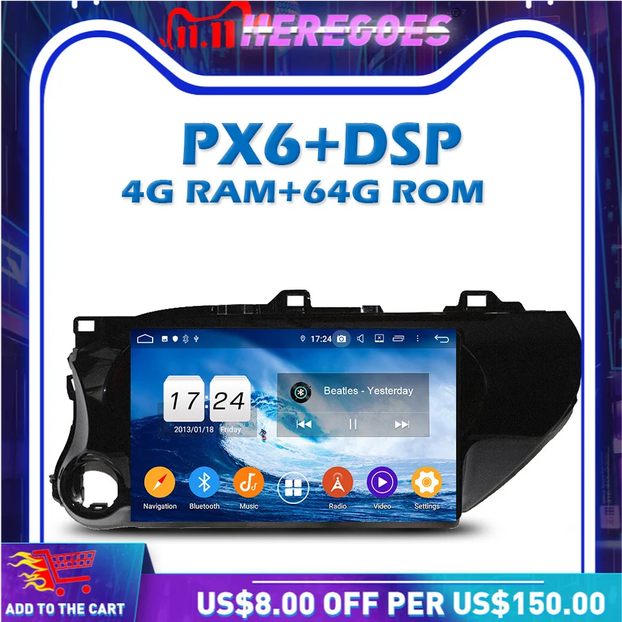 PX6 автомобильный DVD плеер DSP IPS 10 1 "Android 0 6 Wi-Fi RDS Авто Радио GPS карта Bluetooth 5 для Toyota