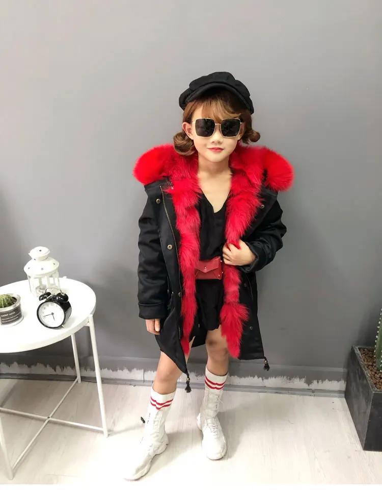 kids parkas natural fox fur child coats for winter (18)