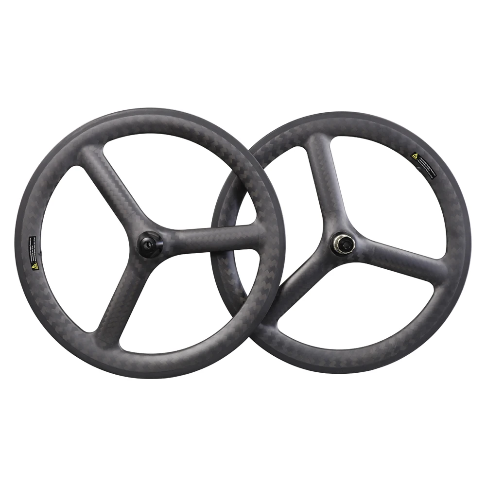 Фото Углеродные клинчерные колеса 24 дюйма 520 3 Спицы 48 мм глубина 25 бескамерные для BMX | Велосипедное колесо (4001224392521)
