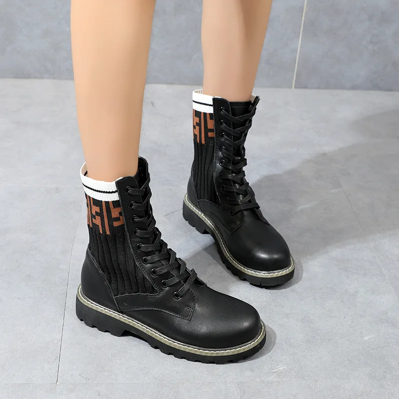 2020 New Boots Women Lace Up Socks Stretch Boots Wild Platform Boots Leather Ankle Boots Women Shoes Fashion Botas Mujer W24-27
2020 New Boots Women Lace Up Socks Stretch Boots Wild Platform Boots Leather Ankle Boots Women Shoes Fashion Botas Mujer W24-27
