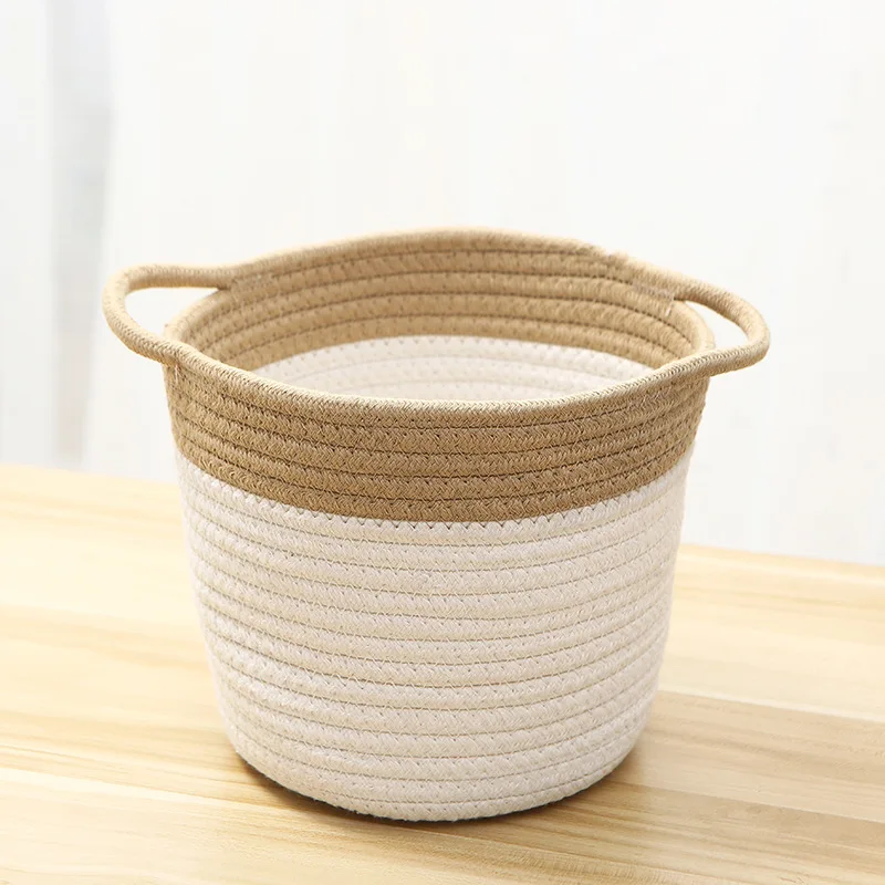 Creative Cotton Rope Art Storage Bucket Desktop Debris Cleaning Storage Basket and Wind Simple Storage Basket Khaki White
Creative Cotton Rope Art Storage Bucket Desktop Debris Cleaning Storage Basket and Wind Simple Storage Basket Khaki White
