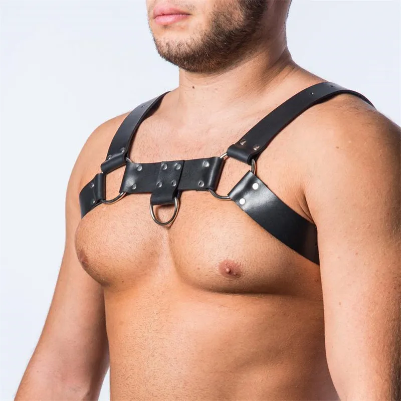 Кожаные Фетиш мужские ремни для геев регулируемые сексуальные тела грудь одежда