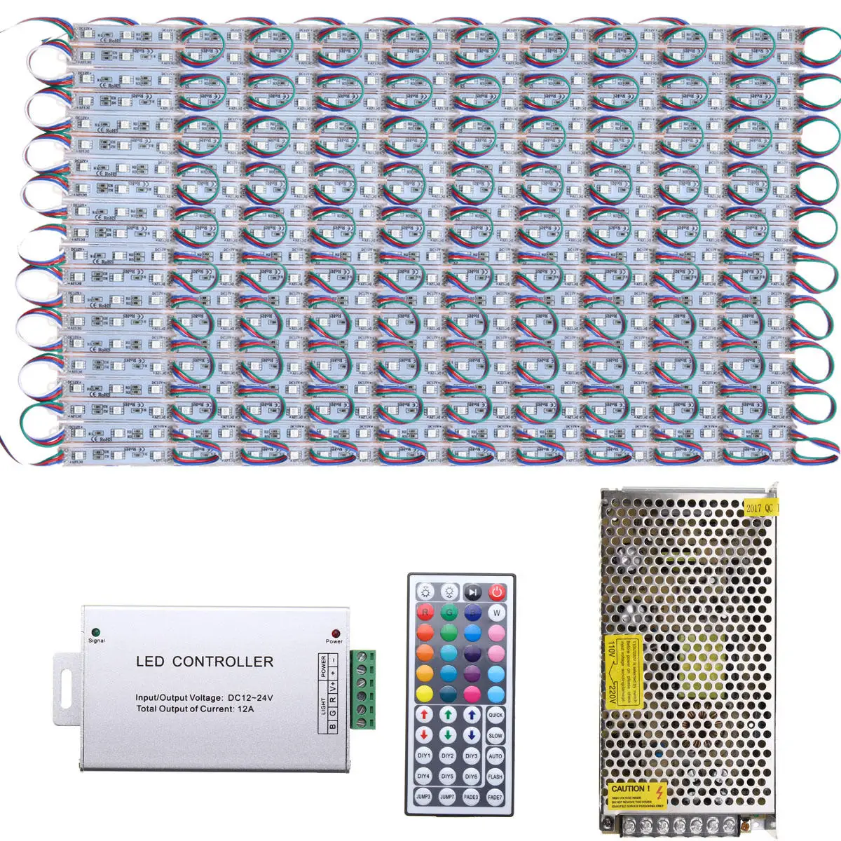 13 lot 20pcs/lot SMD5050 RGB LED Club Store Front Window Sign Module Light DC12V + Mini 44Key IR Remote + 24A LED Controller
13 lot 20pcs/lot SMD5050 RGB LED Club Store Front Window Sign Module Light DC12V + Mini 44Key IR Remote + 24A LED Controller