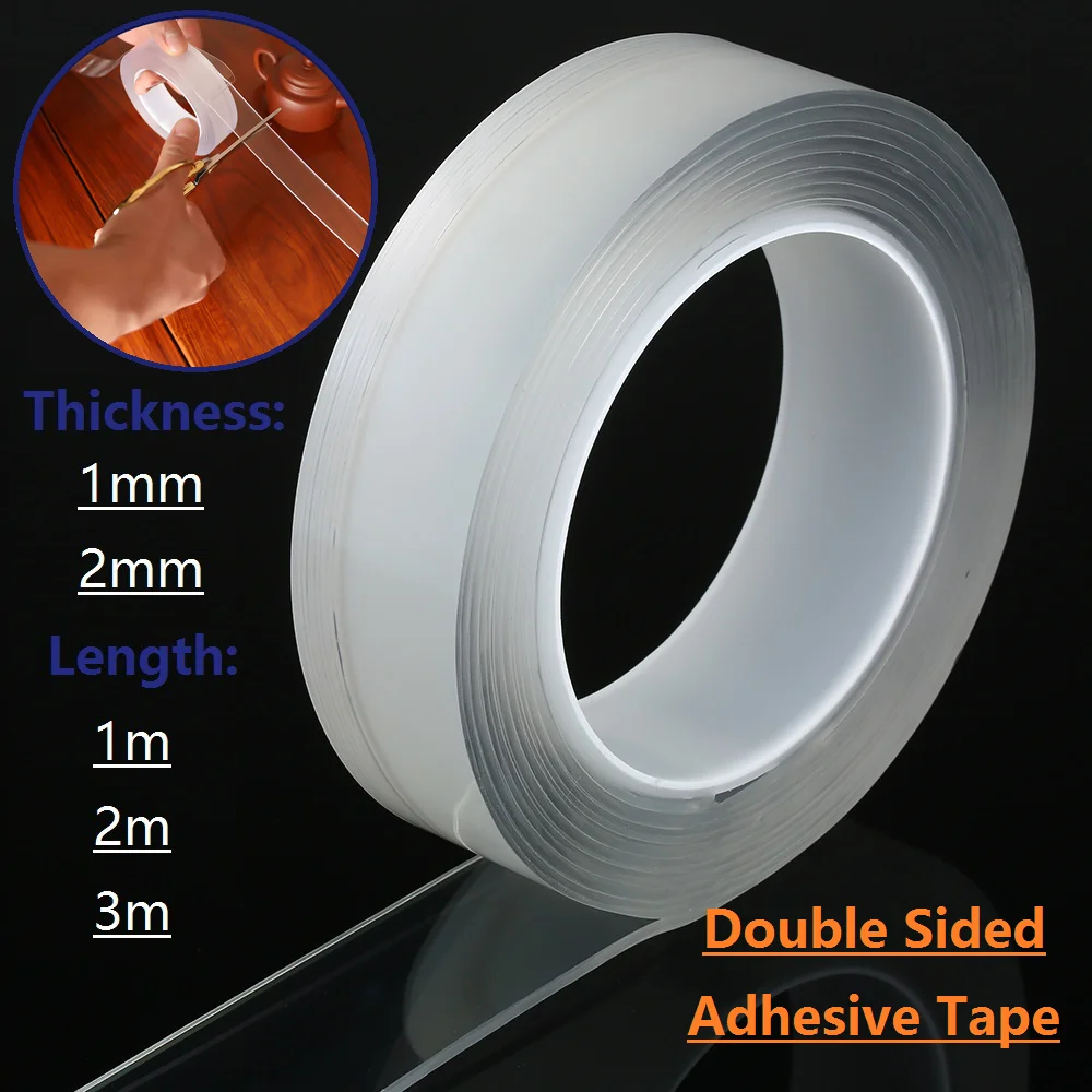 1/2/3/5m Reusable Double Sided Adhesive Tape Washable Adhesive Nano Traceless Transparent Tape Waterproof Tapes Insulating Tapes
1/2/3/5m Reusable Double Sided Adhesive Tape Washable Adhesive Nano Traceless Transparent Tape Waterproof Tapes Insulating Tapes