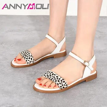 ANNYMOLI Women Shoes Sandals Natural Genuine Leather Flat Shoes Leopard Buckle Strap Sandals Open Toe Female Shoes Beige 33-43
ANNYMOLI Women Shoes Sandals Natural Genuine Leather Flat Shoes Leopard Buckle Strap Sandals Open Toe Female Shoes Beige 33-43
