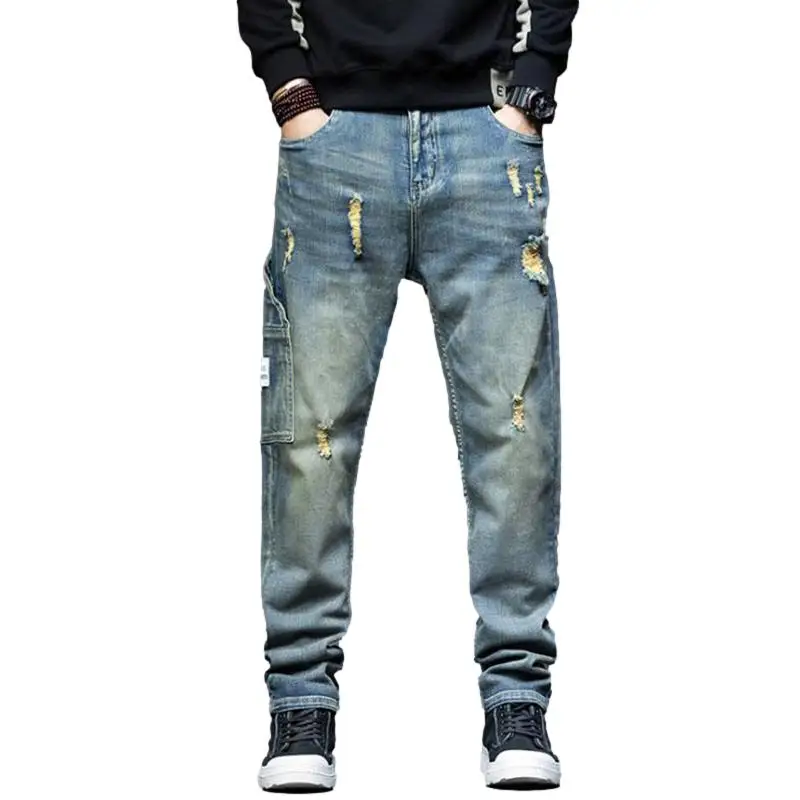 Men's Ripped Jeans Hole Regular Mens Hiphop Straight Denim Pants Distressed Clothing Cargo Trousers Plus Size 42 Mens Bottoms
Men's Ripped Jeans Hole Regular Mens Hiphop Straight Denim Pants Distressed Clothing Cargo Trousers Plus Size 42 Mens Bottoms