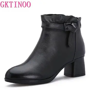GKTINOO 2019 Genuine Leather Women Boots Winter Thick High Heel Short Plush Warm Ankle Boots Women Pointed Toe Chelsea Boots
GKTINOO 2019 Genuine Leather Women Boots Winter Thick High Heel Short Plush Warm Ankle Boots Women Pointed Toe Chelsea Boots