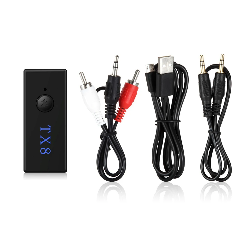 New TX8 Wireless Bluetooth Transmitter Adapter Bluetooth Stereo Audio Transmitter RCA 3.5mm for TV PC Laptop Tablet Headphone
New TX8 Wireless Bluetooth Transmitter Adapter Bluetooth Stereo Audio Transmitter RCA 3.5mm for TV PC Laptop Tablet Headphone
