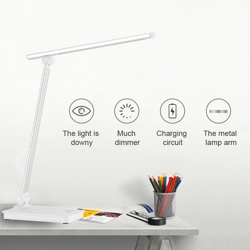 LED Table Light Desk Lamp Dimmable Touching Sensor Foldable Lamp Silver/Gold